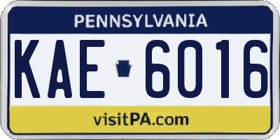 PA license plate KAE6016