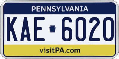 PA license plate KAE6020