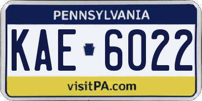 PA license plate KAE6022