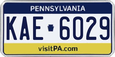 PA license plate KAE6029