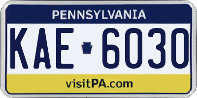 PA license plate KAE6030
