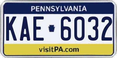 PA license plate KAE6032