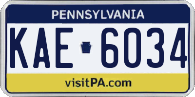 PA license plate KAE6034