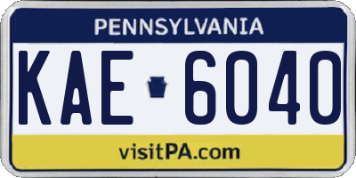 PA license plate KAE6040