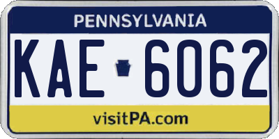 PA license plate KAE6062