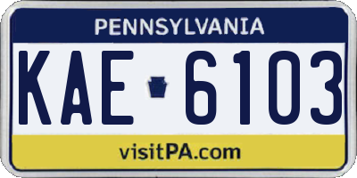 PA license plate KAE6103