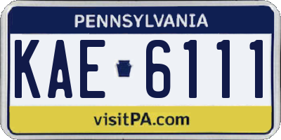 PA license plate KAE6111