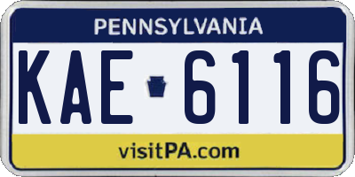 PA license plate KAE6116