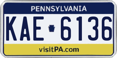 PA license plate KAE6136