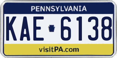 PA license plate KAE6138