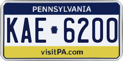 PA license plate KAE6200