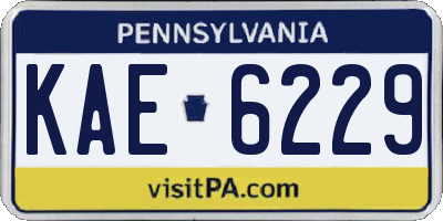 PA license plate KAE6229