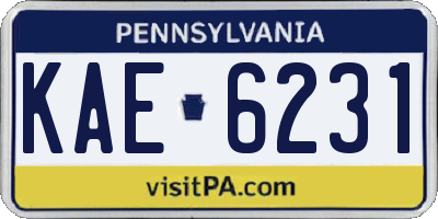 PA license plate KAE6231