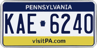 PA license plate KAE6240