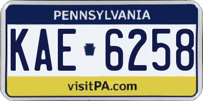 PA license plate KAE6258
