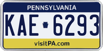 PA license plate KAE6293