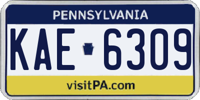 PA license plate KAE6309