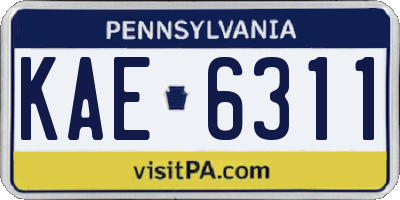 PA license plate KAE6311