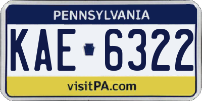PA license plate KAE6322