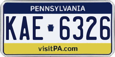 PA license plate KAE6326
