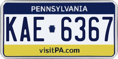 PA license plate KAE6367