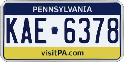 PA license plate KAE6378
