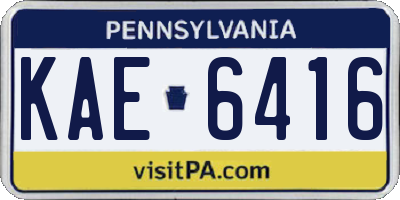 PA license plate KAE6416