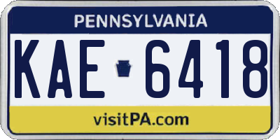 PA license plate KAE6418