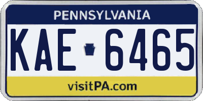 PA license plate KAE6465
