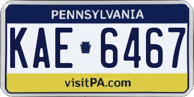 PA license plate KAE6467