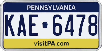 PA license plate KAE6478