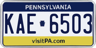 PA license plate KAE6503