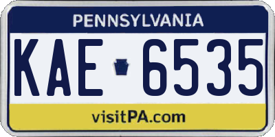 PA license plate KAE6535
