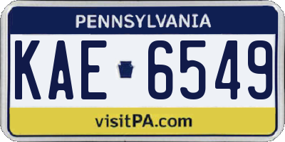 PA license plate KAE6549