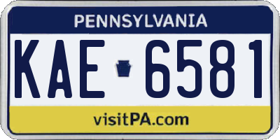 PA license plate KAE6581