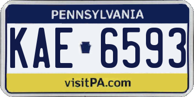 PA license plate KAE6593