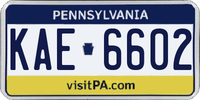 PA license plate KAE6602
