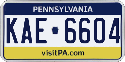 PA license plate KAE6604