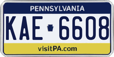 PA license plate KAE6608