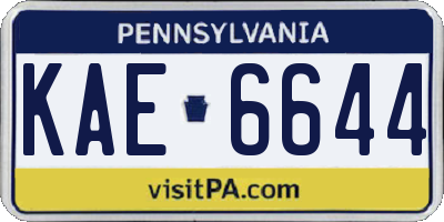 PA license plate KAE6644