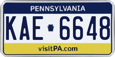 PA license plate KAE6648