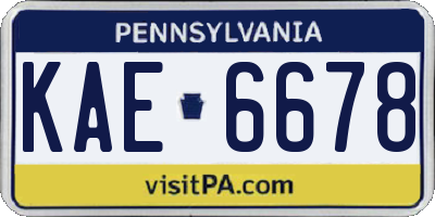 PA license plate KAE6678