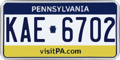 PA license plate KAE6702