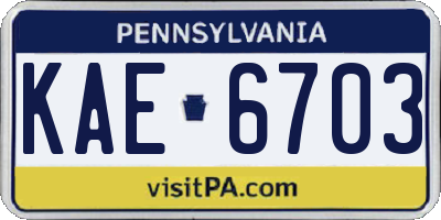 PA license plate KAE6703