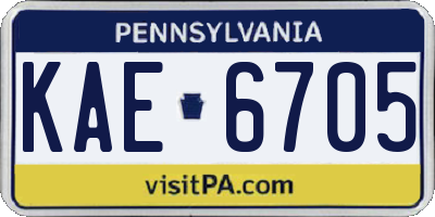 PA license plate KAE6705