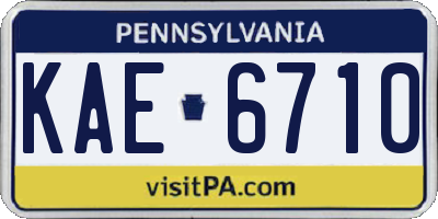 PA license plate KAE6710