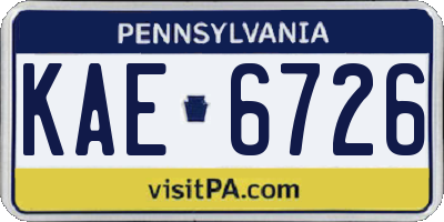 PA license plate KAE6726