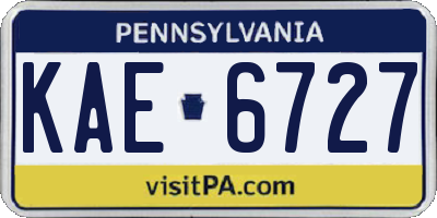 PA license plate KAE6727