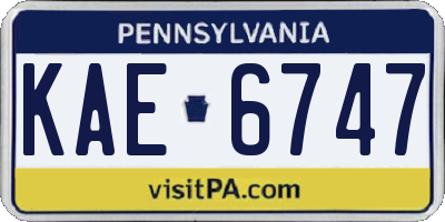PA license plate KAE6747