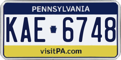 PA license plate KAE6748